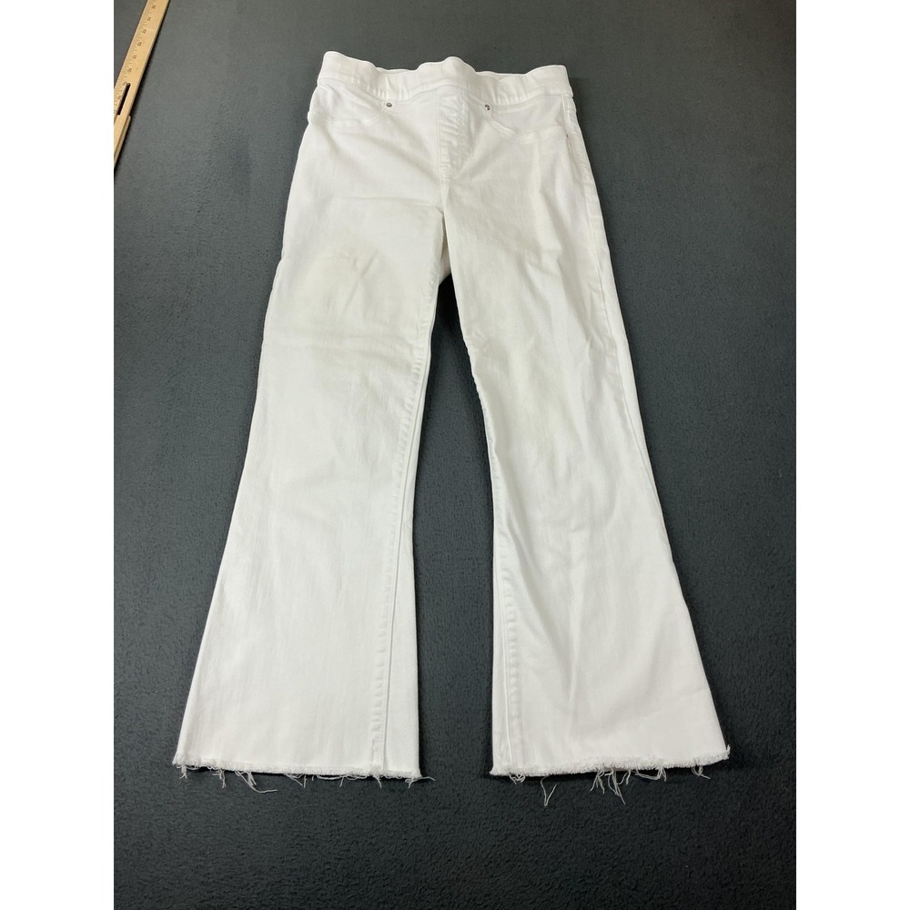 Spanx Jeans Womens S/P White Flared High Rise Fringe Slim Stretch Festivalval